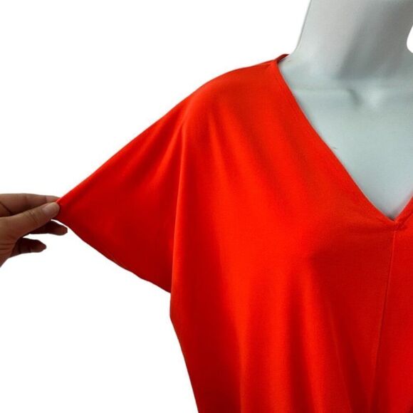 Iman Orange‎ V-Neck Dolman Sleeve Knot Front Casual Blouse Top - Picture 2 of 5